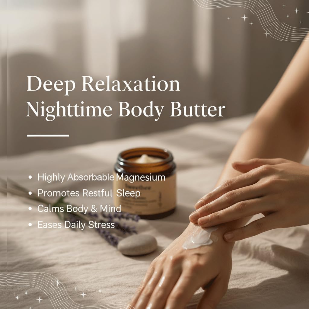 SweetBee Sleep Magnesium Butter,Soft Spring Magnesium Cream with Shea & Mango Butter, Arnica & Essential Oils, Nighttime Magnesium Lotion for Leg, Foot, Original Lavender 4oz