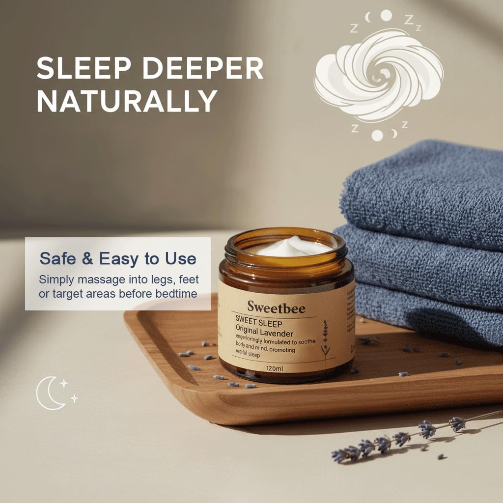 SweetBee Sleep Magnesium Butter,Soft Spring Magnesium Cream with Shea & Mango Butter, Arnica & Essential Oils, Nighttime Magnesium Lotion for Leg, Foot, Original Lavender 4oz